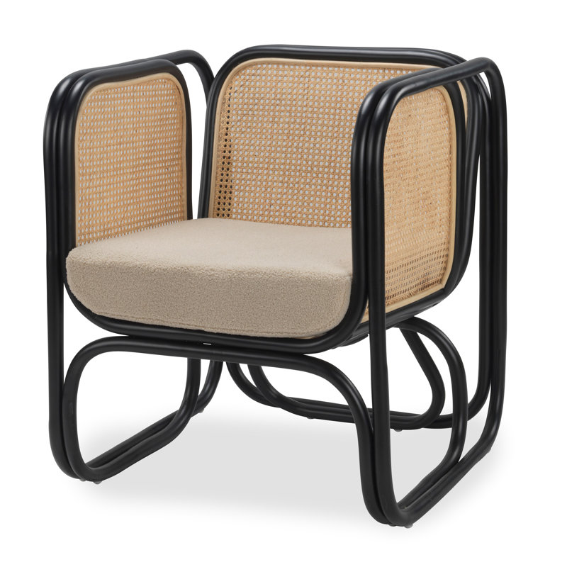 Iconic Natural Wicker rattan chair with webbing, Black