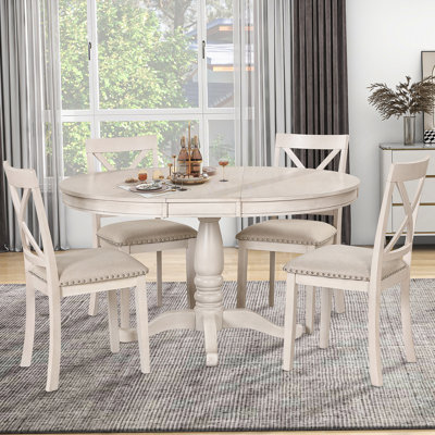 Ensemble de table de salle à manger 5 pièces, table ronde et 4 chaises de salle à manger pour la salle à manger