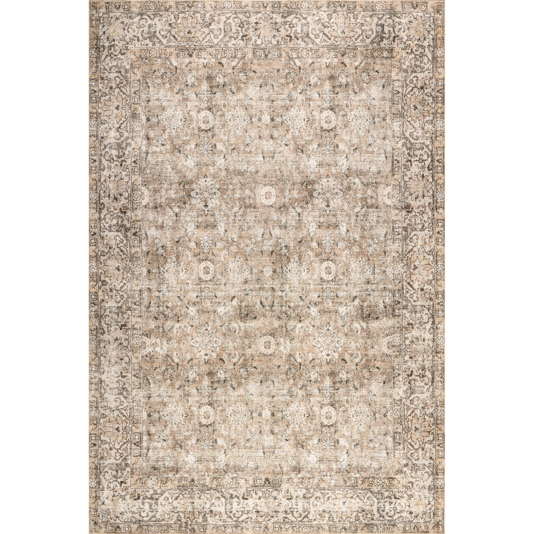 Jeccica Distressed Vintage Medallion Jute Blend Polyester Area Rug Bungalow Rose Rug