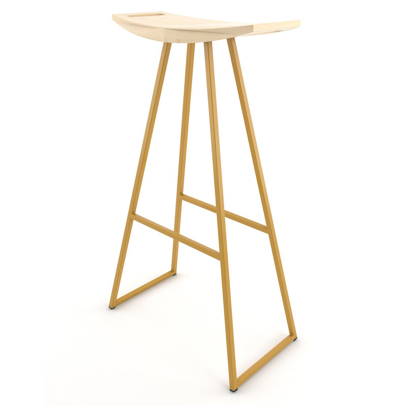 Robert Counter Stool with Metal Frame, Maple, Bar Stool (30" Seat Height), Mustard