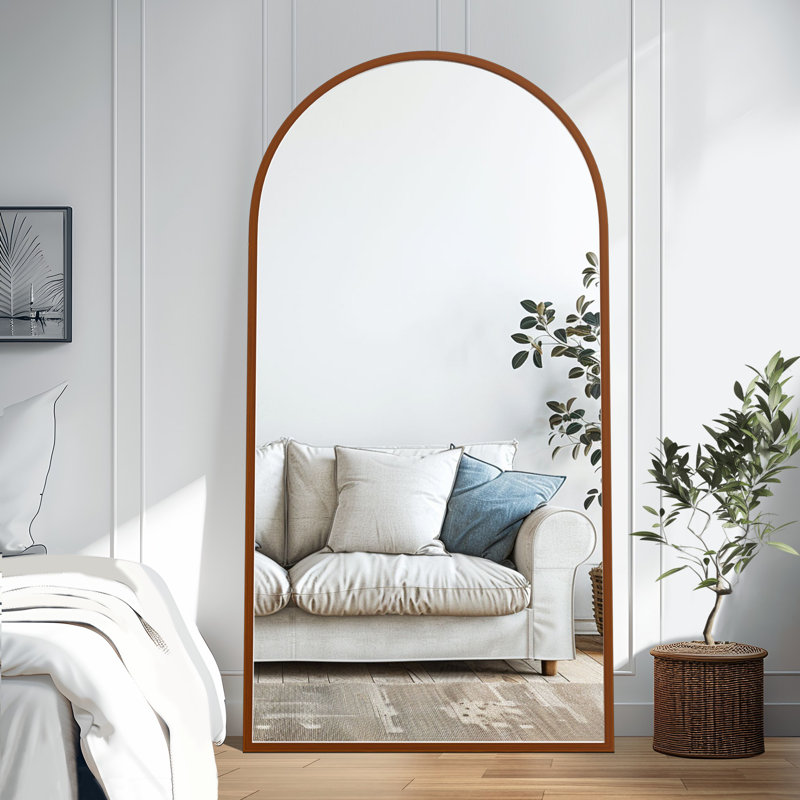 Arch Wood Mirror Full Length Mirror Wall Mirror, Walnut