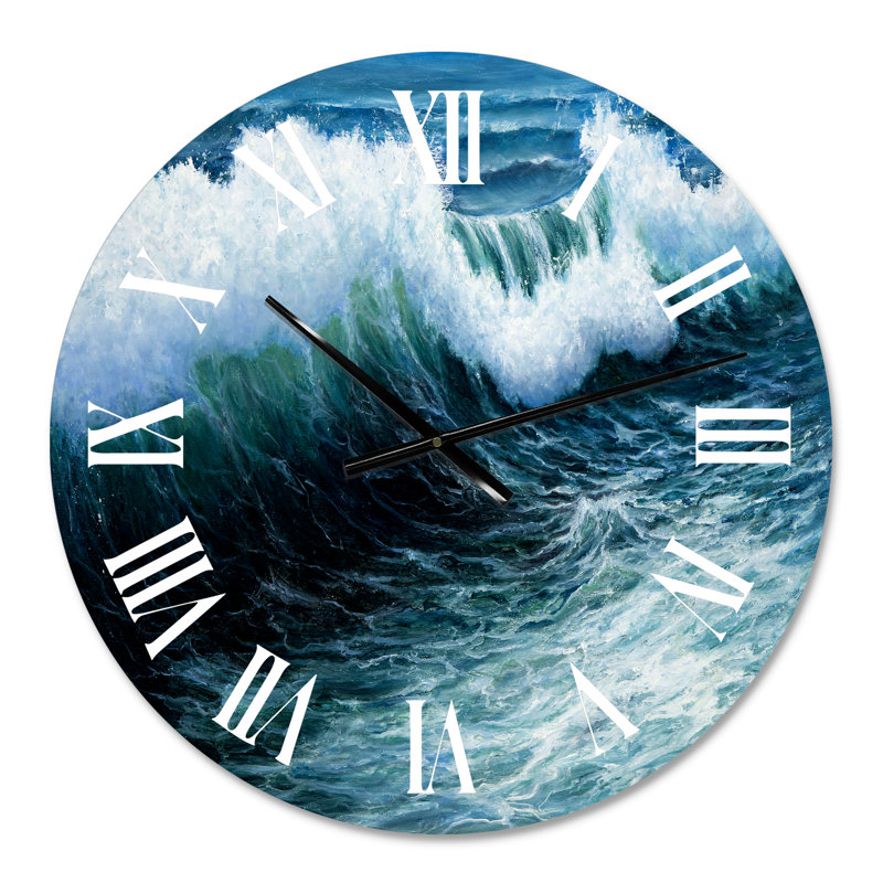 Storm Waves In The Ocean - Nautical & Coastal Wall Clock, Small