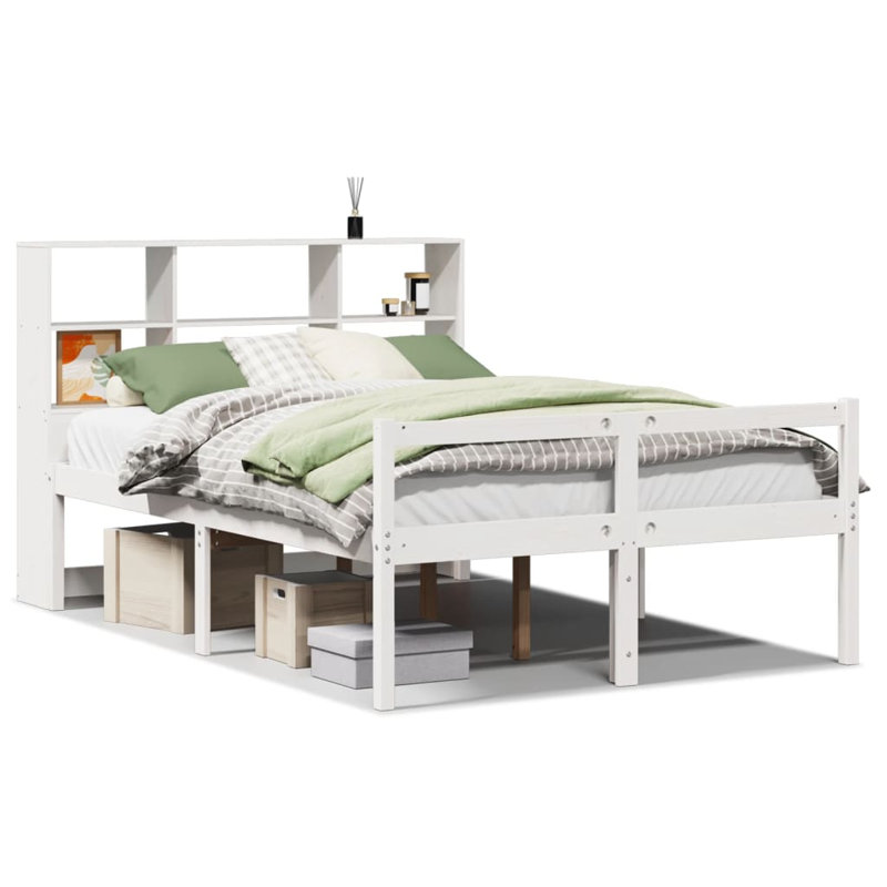 28-15 Solid Wood Bed, 140 x 190 cm, White
