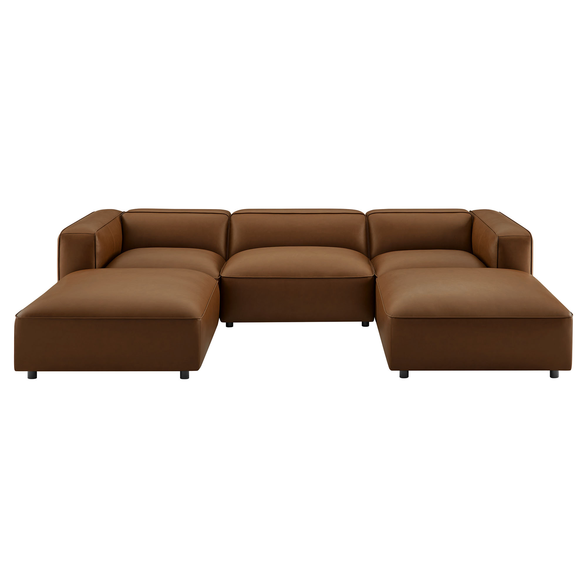 Modway Auren 5 Piece Upholstered Vegan Leather Modular U Shaped Sofa