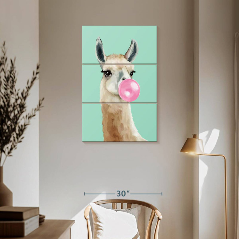 Ketti Bubble Gum Llama II, 57" H x 36" W