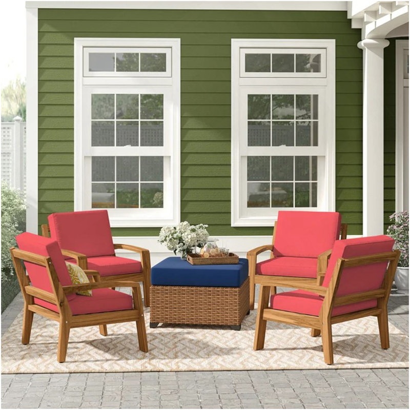 Ensemble de 4 chaises club GRENada, Rouge, Brun