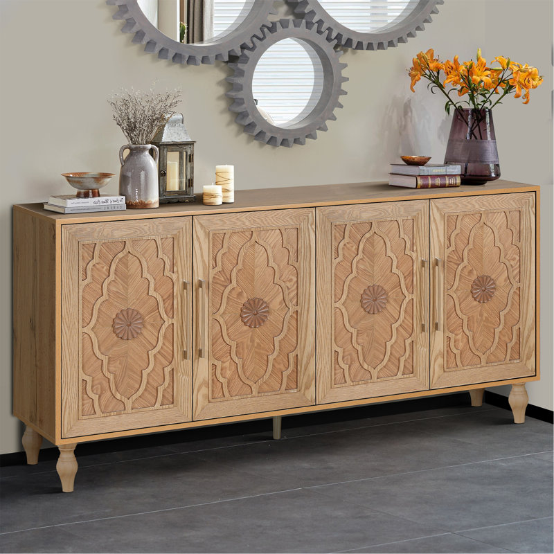 Grande armoire de rangement Carved, Naturel