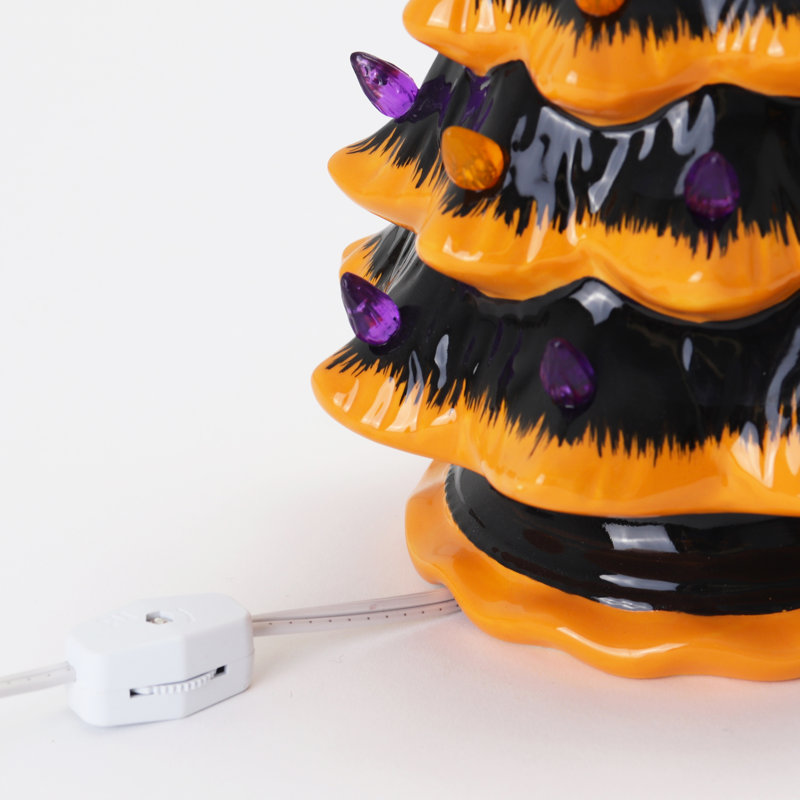 Arbre de Noël d'Halloween en céramique, Orange / noir