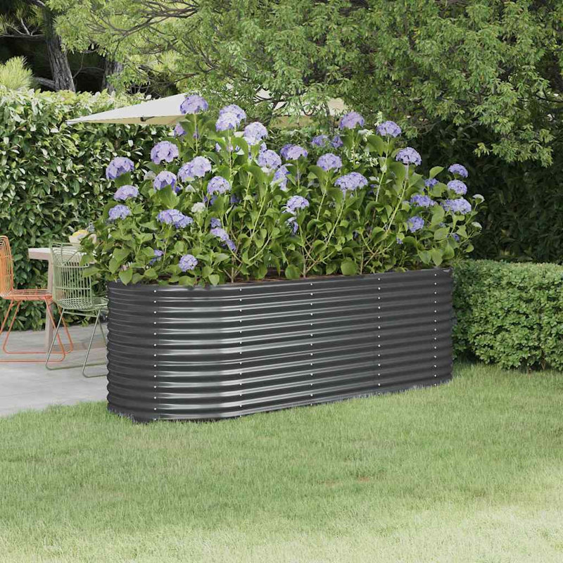 Nakayla Raised Garden Bed Raised Flower Bed Galvanized Steel Outdoor Planter, Anthracite, 26.8" H x 88.2" W x 31.5" D