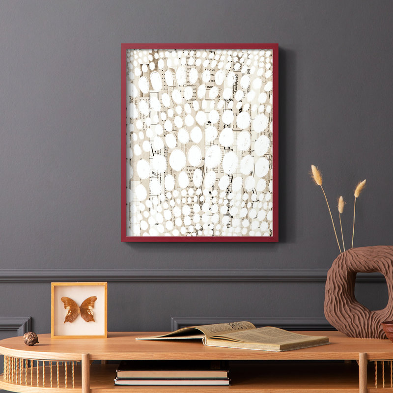 Motif rétro IV, reproduction encadrée - bois massif, Cadre simple rouge, H 10 po x l 8 po
