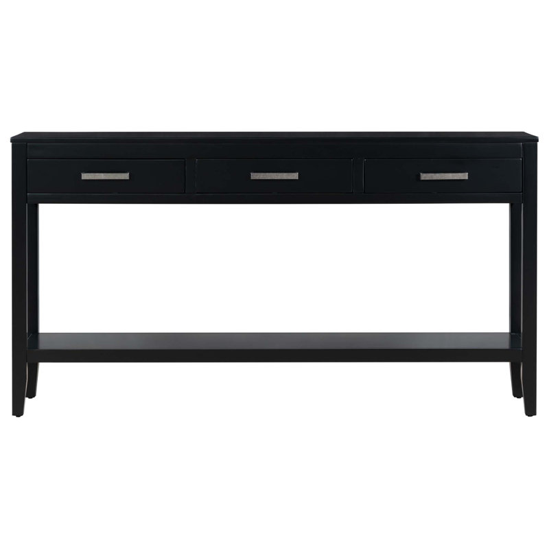 Console contemporaine à 3 tiroirs avec 1 tablette, table d'entrée pour vestibule, couloir, salon, vestibule, couloir, Noir