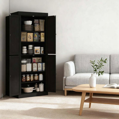 Armoire de cuisine de style nordique, armoire de cuisine autoportante, armoire de rangement avec portes et tablettes