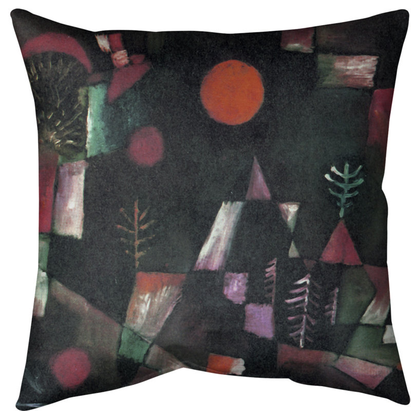 Coussin décoratif full moon, Bourre en polyester, 16 po x 1 po, Rouge