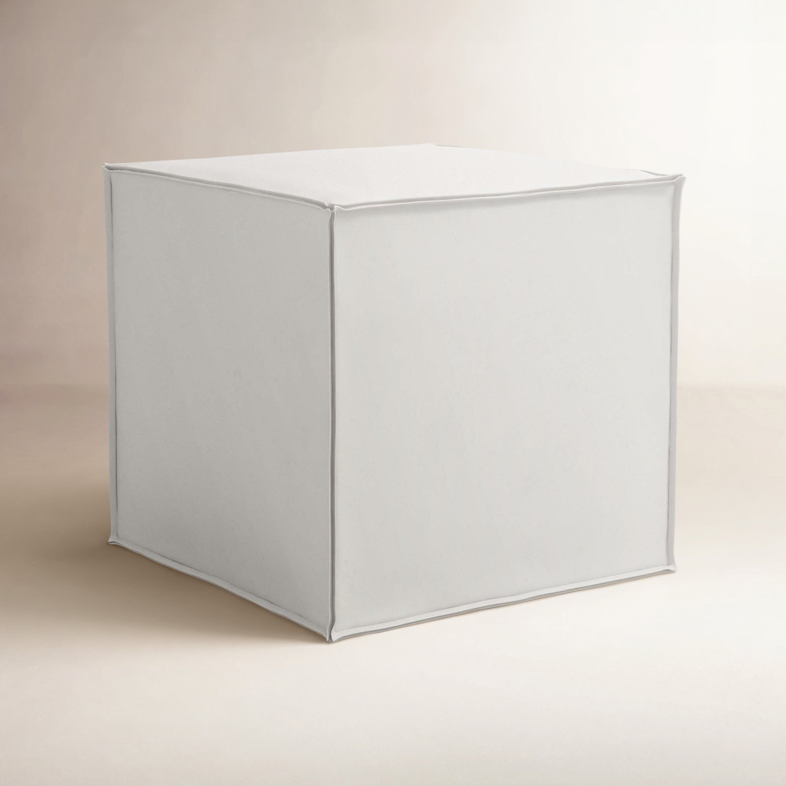 Tillie Upholstered Pouf, Bella Light Gray Performance Velvet