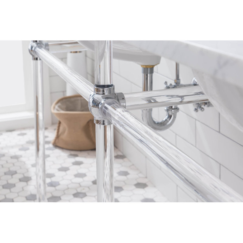 Empire Stone Oval Console Bathroom Sink with Faucet and Overflow, Chrome