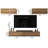 4-Piece Wall Mounted Floating Entertainment Center In Walnut – Tv Console With Staggered Upper Wall Cabinets, Modern Media Storage