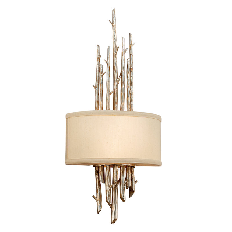 Silver Rustic Dimmable Wall Sconce with Linen Shade