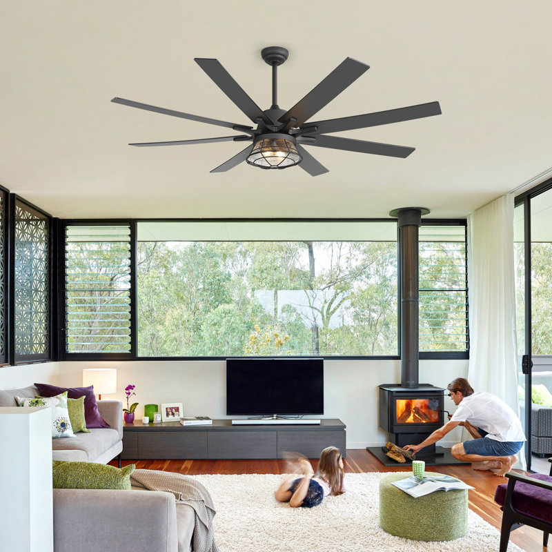  65 Inch Farmhouse Ceiling Fan With Lights & Remote Control, Quiet Reversible Dc Motor, Wooden Blades, Glass Lampshade - Ideal For Bedroom, Living Room, Dining Room
