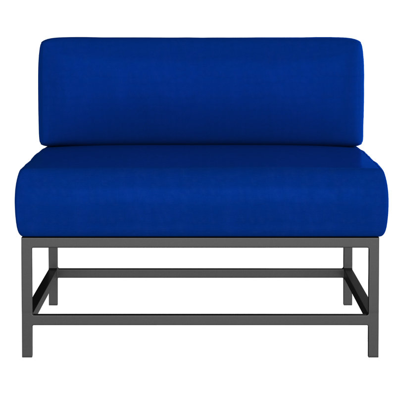 Chaise de patio Delano avec coussins Sunbrella, Bleu pacifique, Gris Tex