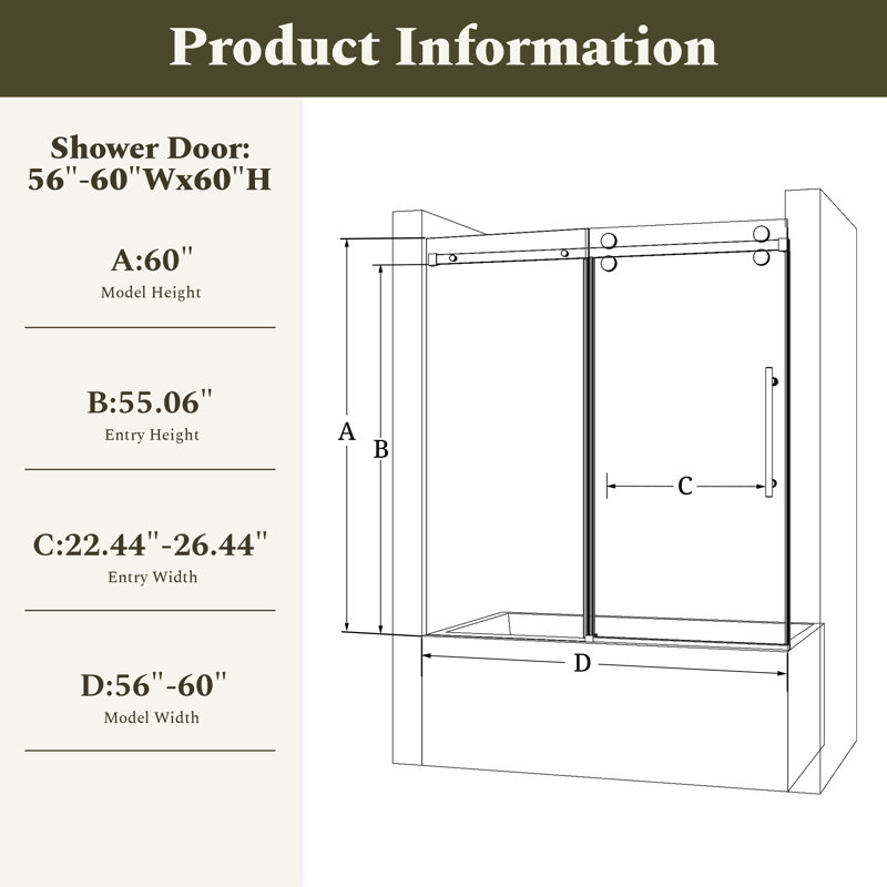 Durable Frameless Shower And Bathtub Enclosure, 8mm Tempered Glass, Modern Style