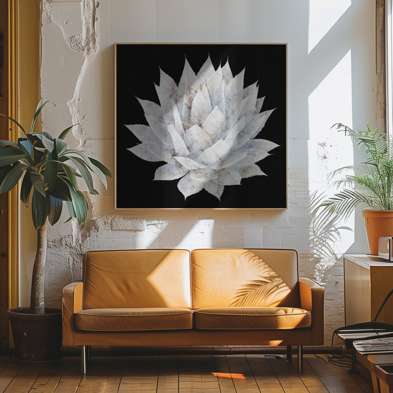 "Agave Agave", art mural texturé encadré, H 12 po x l 12 po, Noir