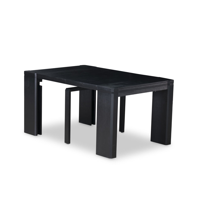 9-Pc Dining Table Set a Rectangular Dining Table and a wooden Bench and 7 Dark Gotham Grey Linen Fabric Kitchen Chair, Wire Brushed Black
