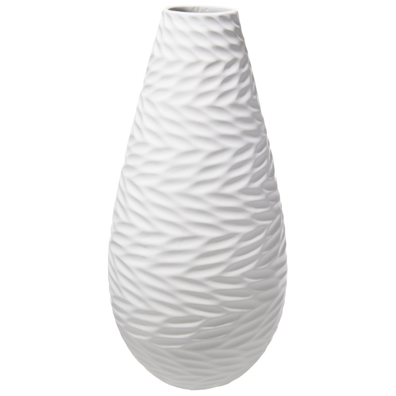 Vase de table en céramique 12 po Fredric, Blanc