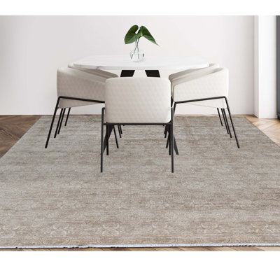 Tapis ivoire et brun noué à la main de haute qualité