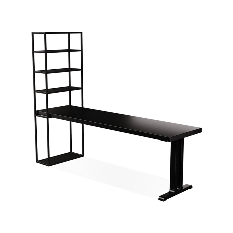 Black Rectangular Solid Wood + Iron Desk, 84.65" H x 86.61" W x 23.62" D