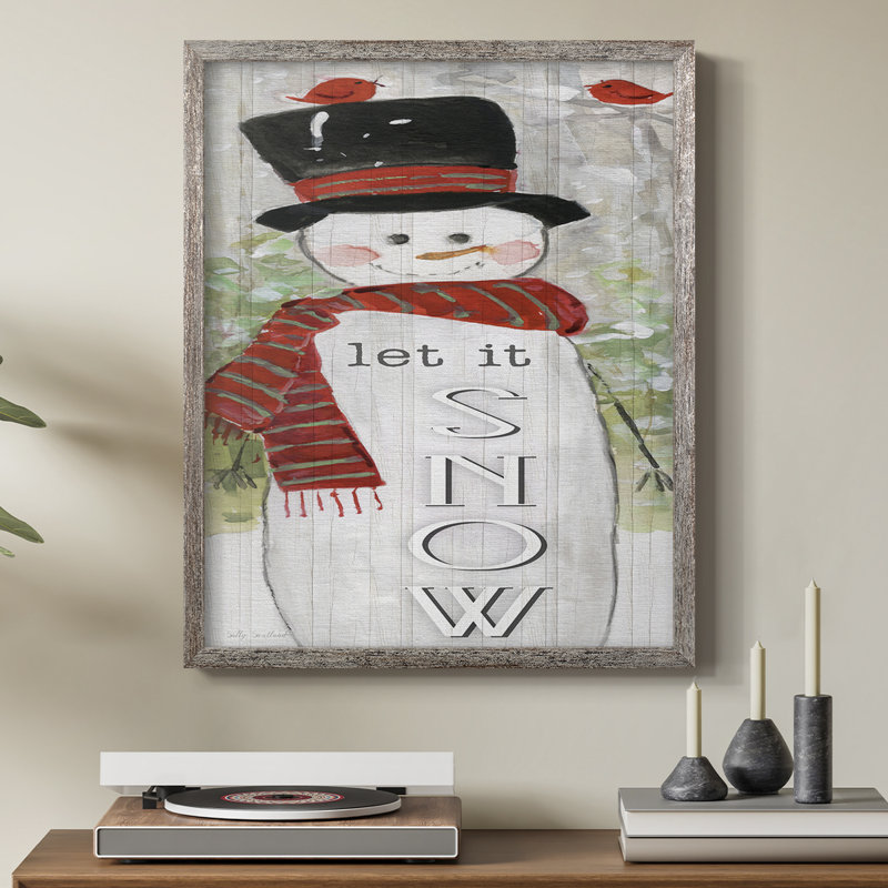 «Snowman Let It Snow», reproduction encadrée - bois massif, H 30 po x l 24 po