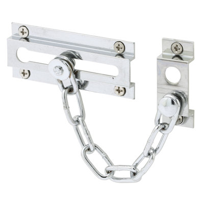 Verrou de porte à chaîne, laiton massif extrudé, plaqué chrome, chaîne de 6 po (paquet simple) 3 à 5/16 po