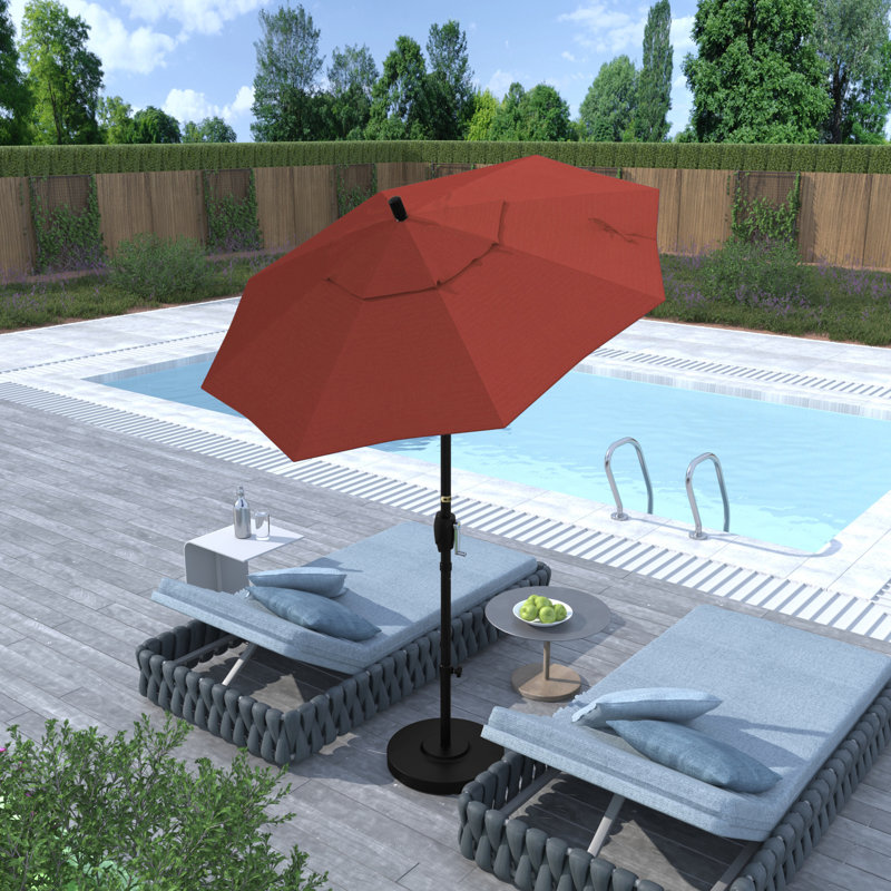 Parasol de marché 6 pi Jelinek, Toile Sunbrella® rouge Jockey, Bronze