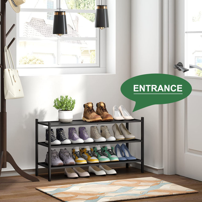 Versatile 3-Tier Long Shoe Rack 33" - Efficient Storage Solution For Entryways And Bedrooms, Black