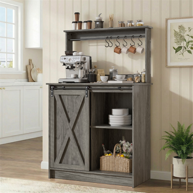Armoire avec 6 crochets Abrianna Farmhouse, Gris