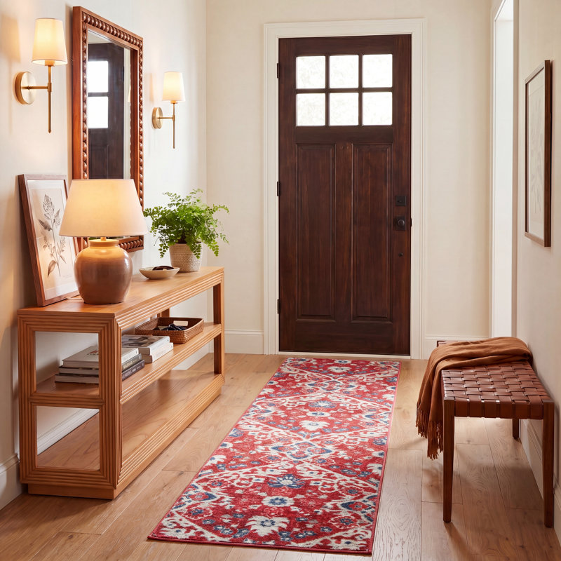 Tapis rouge / ivoire Evart Southwestern, Tapis de couloir 2 pi x 8 pi