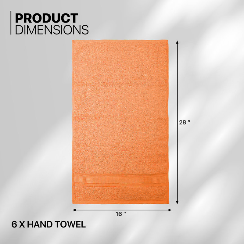 6 Pieces Hand Towel Set 16"x28", 100% Cotton Highly Absorbent Hand Towels for Bathroom Gym Spa Hotel, Malibu Peach