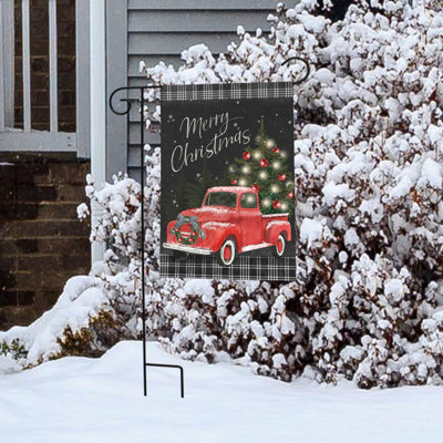 Classic Christmas Pickup Garden Flag