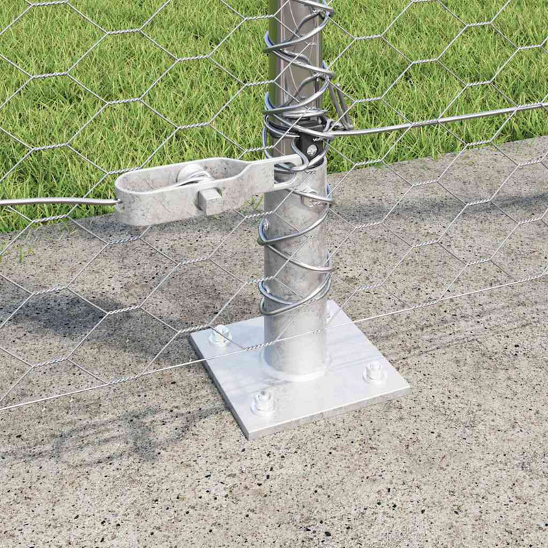 Vidaxl Fence With Posts PVC-Coated Steel, Silver, 140cm H x 1000cm W x 3.2cm D