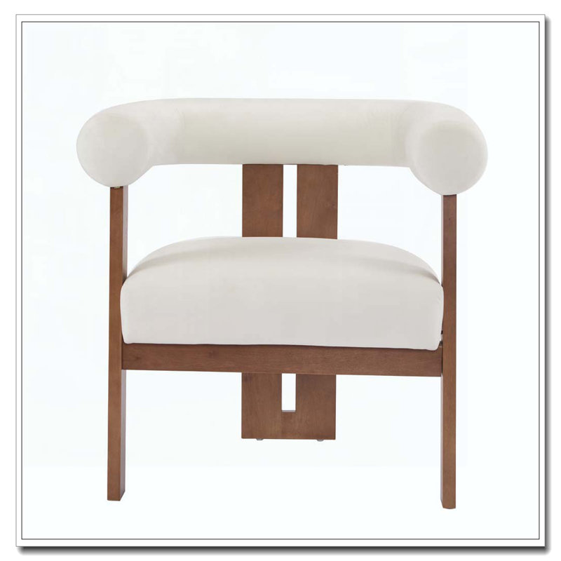 Fauteuil d'appoint rembourré en velours, Beige