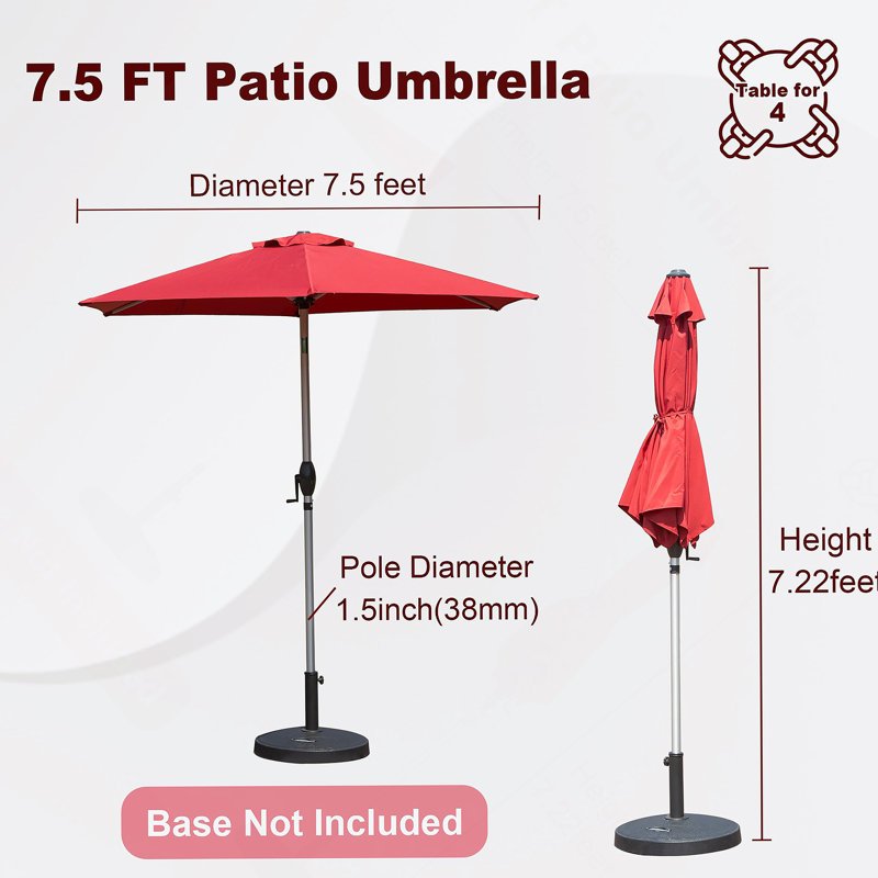 Parasol d'extérieur doté de caractéristiques avancées pour une protection solaire et une durabilité idéales, Rouge brique