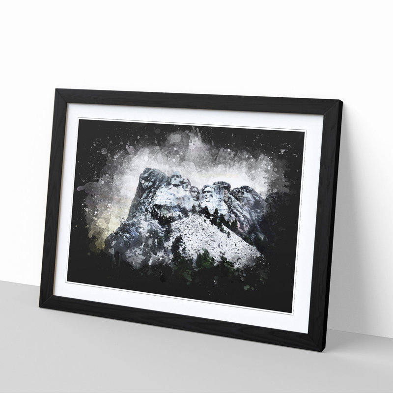 Mount Rushmore Memorial - Picture Frame Painting Print, 24cm H x 33cm W x 2cm D, Black Framed