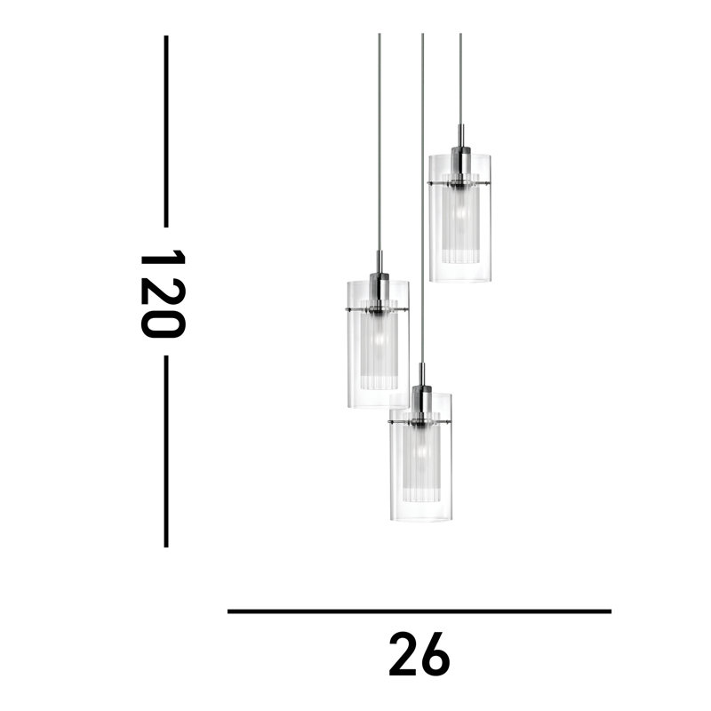 Burridge 3 - Light Chrome Cluster Pendant