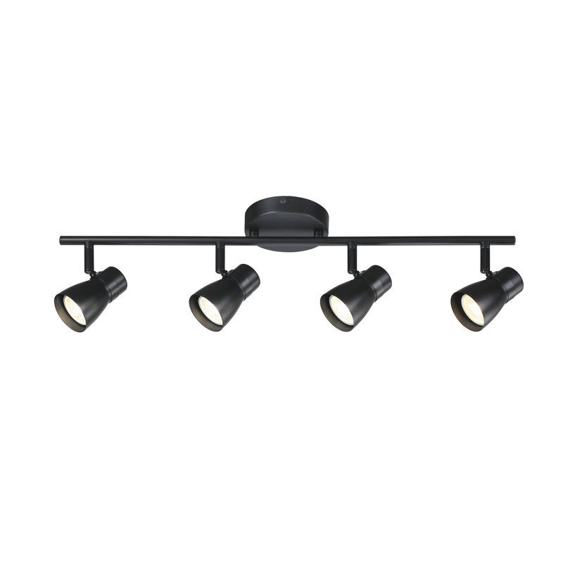 Plafonnier sur rail à 4 lumières à DEL Flsnt, lumières sur rail réglables pour, cuisine, têtes rotatives, projecteur de plafond multidirectionnel moderne, 24 W, 3 000 K, comprend 4 ampoules à DEL Gu10.