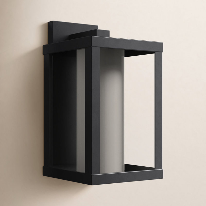 Mercer Black Outdoor Wall Lantern, 12" H x 6.7" W x 5.9" D