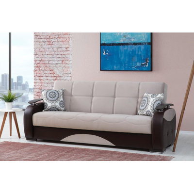 Midfrost 89" Leather Match Convertible Sleeper Sofa Bed