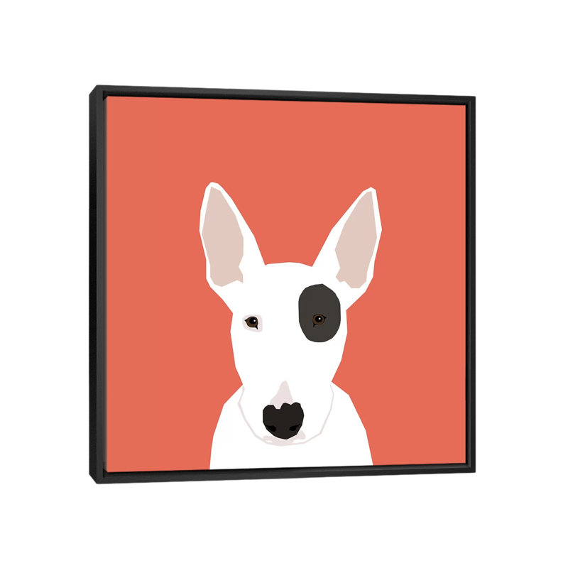 Bull terrier, impression sur toile tendue, H 18 po x l 18 po x P 1,5 po, Toile avec cadre noir, Pas de tapis