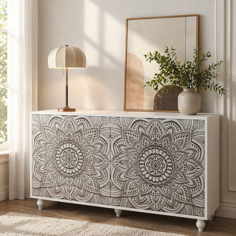 Buffet 60 po Boho Mandala 3D, Blanc