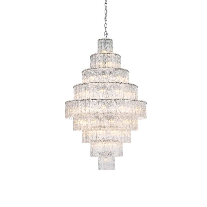 Lustre en verre 40 pouces Intisar, Chrome chrome