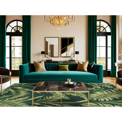 Washable Banana Leaves Hawaiian Area Rug