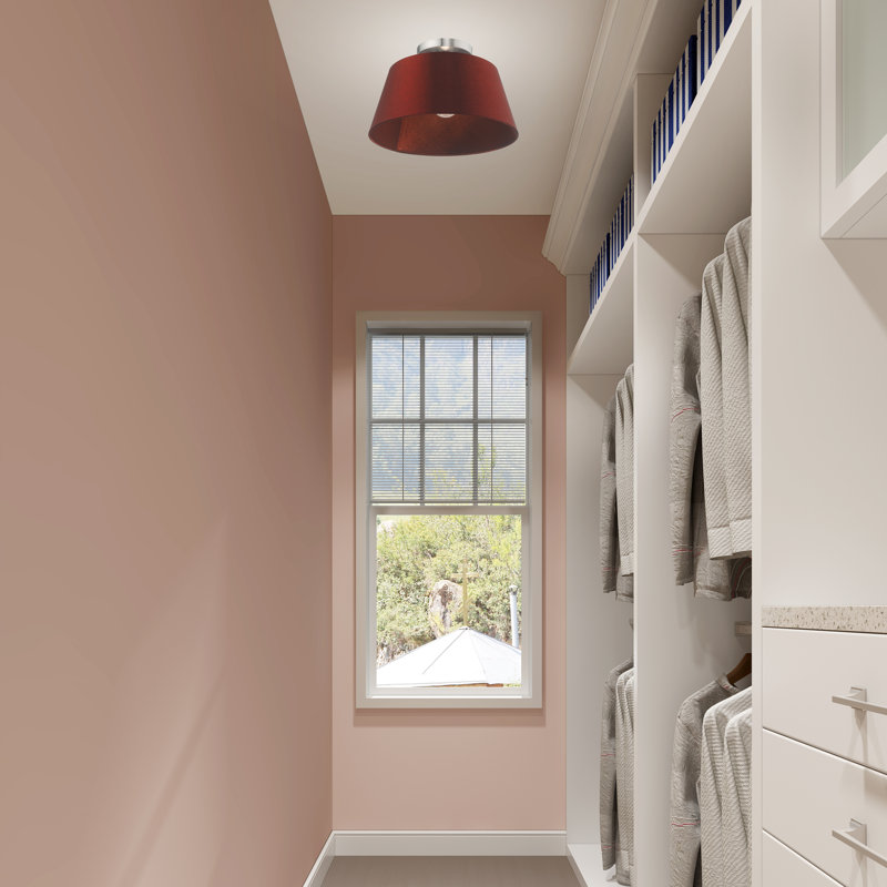 Barbora Fabric Semi Flush Mount, Brushed Nickel, Red Wine